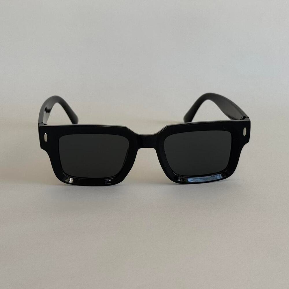 Y2K Black Square Sunglasses Unisex Bold Clean Look UVA UVB